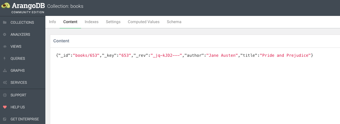 Example Data in ArangoDB
